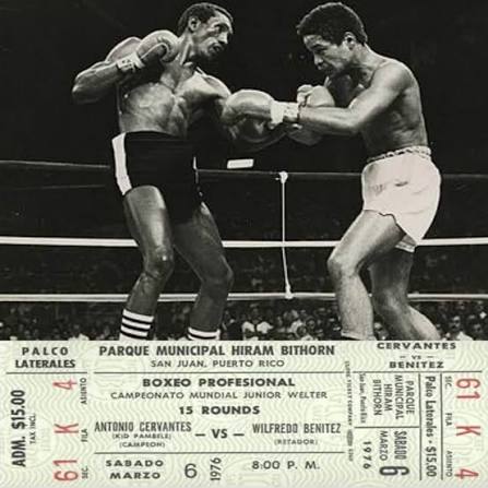 <a href="/OlivieriLaw/">Gustavo Olivieri, Esq.</a> 50 años atras el 6 de marzo de 1976, Wilfred Benítez, de 17 años, derrotó al colombiano campeón, "Kid Pambelé" Cervantes, por DD en 15 rounds en San Juan, PR.  convirtiendose en el campeón mundial más joven en la historia del boxeo a los 17 años, 5 meses y 23 días