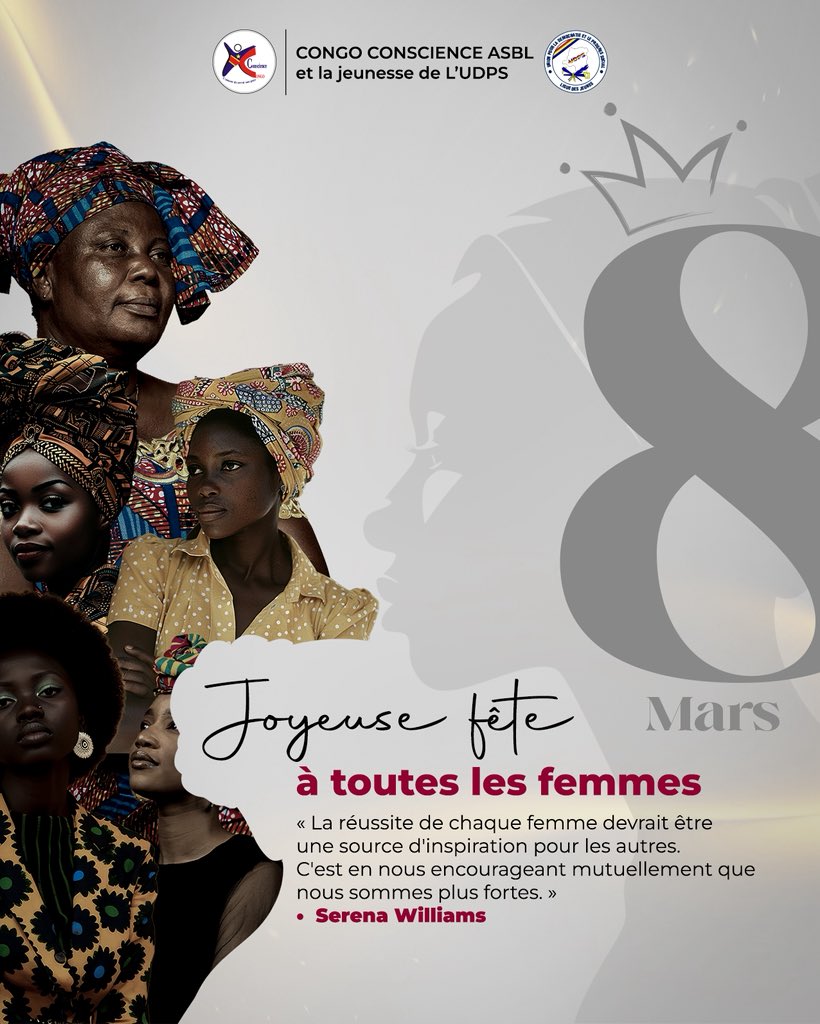 P_Mukendi_Offic's tweet photo. À l'occasion du mois de mars, dédié à la célébration et à la reconnaissance des droits de la femme, M. Prince Mukendi Mpunga, Président national de Congo Conscience ASBL, tient à rendre un hommage vibrant à toutes les femmes congolaises.

Nous célébrons ces piliers indispensables de notre société : mères, travailleuses, étudiantes et militantes des droits des femmes, qui façonnent chaque jour l'avenir de notre nation avec courage et détermination.

​C’est pourquoi, au-delà des festivités de ce mois, le Président national vous invite personnellement à marquer l'histoire lors du MEGA MEETING. Ce sera un rendez-vous unique pour célébrer ensemble l'amour de notre nation et l'éveil de la conscience nationale avec pour message : « Congolais, Linga Mboka Nayo »

Date : 25 Avril 2026
​Heure : 10h00
​Lieu : Stade Vélodrome de Kintambo

​Femmes congolaises, d'ici et de la diaspora, vous êtes toutes attendues pour ce tournant décisif du patriotisme.

​Bonne fête du 8 mars à toutes !

#moisdelafemme #8mars #femmesentrepreneures #femmesfortes #femmesactives #denisenyakeru #udps_tshisekedi #UDPS