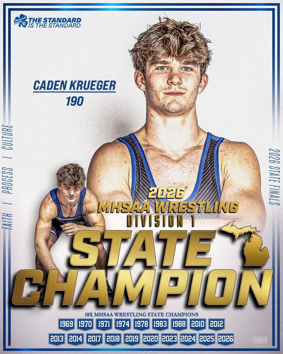 DCCWrestling's tweet image. Caden Krueger 🥇1st Place 190 lbs
The Junior is a State Champ!
#TheStandard
@DCCShamrocks @DETROITCCAD @ShamrockNation_