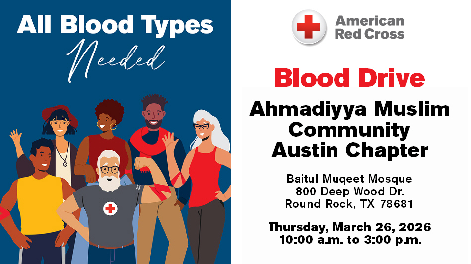 RoundRockMosque's tweet photo. Join us and our partner @RedCross for a blood drive!
🗓️ Thu, Mar 26th  ⏲️10:00 AM – 3:00 PM

🔗https://t.co/z28BVxooQP

"Whosoever saves one life, it is as if he had saved the life of all mankind." - Holy Quran 5:32

@RedCrossCSTR @MuslimsForLife https://t.co/W6QEPXQayx