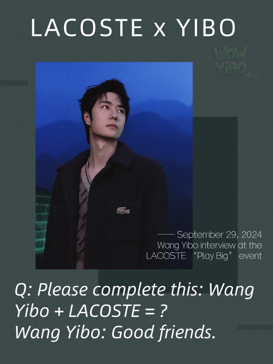 wowyibo_com's tweet photo. Looking forward to the second event as well💚

#王一博
#WangYibo
#ワン·イーボー
#WangYiboxLacoste 
#WangYiboxLacosteFW26 https://t.co/CBjltHAr8r