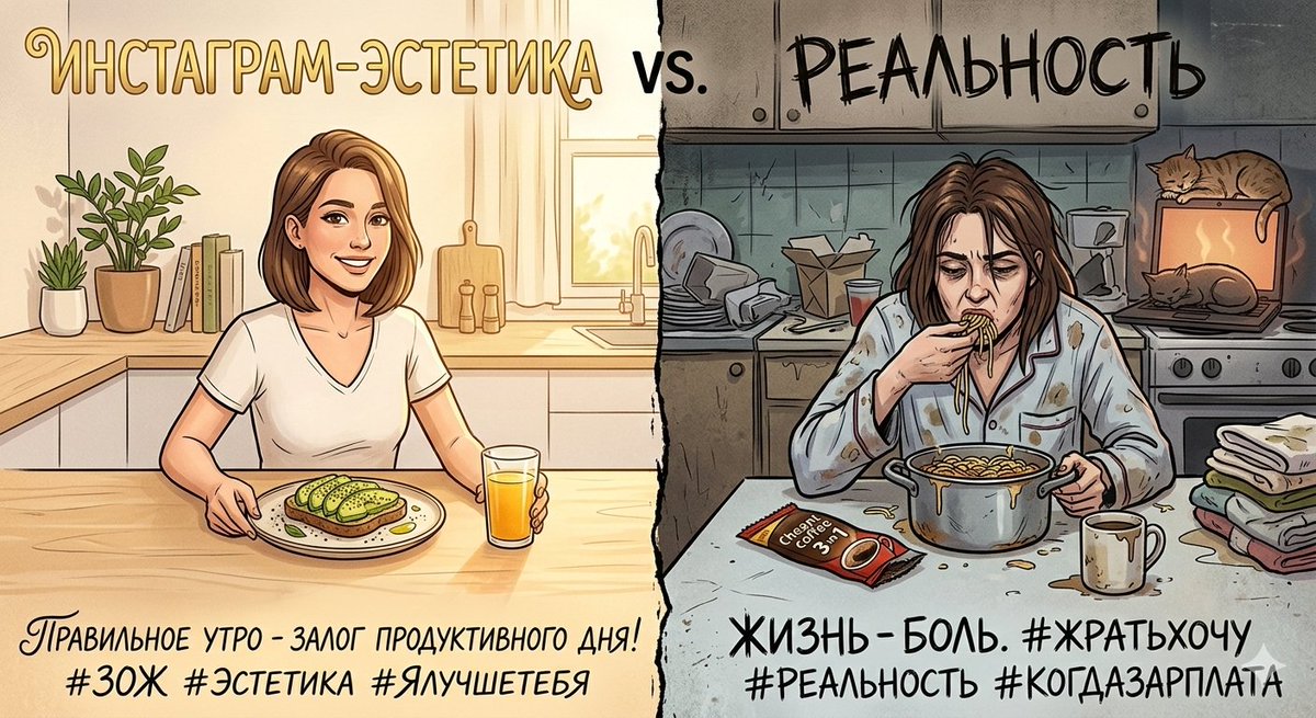 📸 Успешный Успех в Инстаграм VS Жизнь в Хрущёвке: Битва Титанов 🥑💔

Мы все это видим каждый день. Открываешь ленту – и оттуда брызжет концентрированное, отфильтрованное счастье, продуктивность и эстетика, от которой сводит зубы. Читать далее - t.me/schoolintegrit…