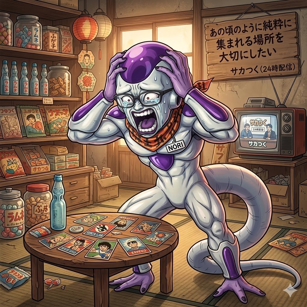 視聴者参加型配信をしていると、幼少期を思い出します。駄菓子屋で手に入れたメンコを持ち寄り、友達と夢中で遊んだあの頃を。
忙しい現代社会だからこそ、皆さんがふと童心に帰れるような「居場所」をこれからも提供していきたいですね。ホッホッホ…！

#サカつく #サカつく2026 #フリーザ様