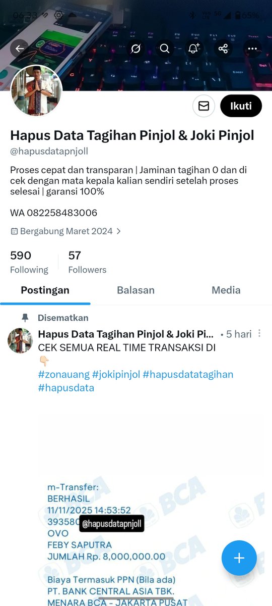 darderdor_100x's tweet photo. Guys bantu report akun scam @hapusdatapnjoll 
Anj banget memanfaatkan kesusahan orang lain untuk mencari keuntungan.

Edukasi buat #WargaDebtFree kalau kalian ditawarin hapus data pinjol atau joki  itu adalah 100% penipuan, kejahatan dan kriminal.
Be smart ya, kalau mau tagihan 0 ya bayar lunas bukan hapus data.
Orang² yg ngelakuin scam gini mikir ga sih? 
Kasihan udah terlilit pinjol eh ditipu pulak.