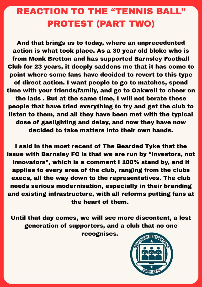 Barnsley FC Independent Research Group tweet media