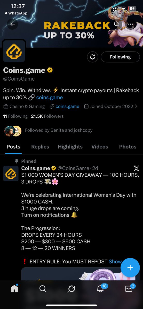 luwanih's tweet photo. @CoinsGame Task done @Joshcopy1 
Hope to be among the lucky team https://t.co/Y1jOr9wTq5