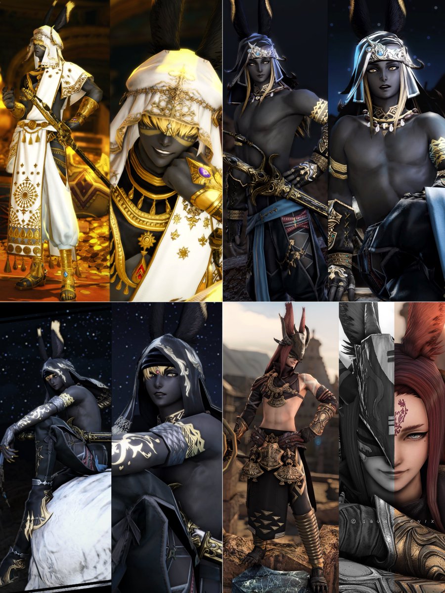 𓇓𓁢まとめ𓁢𓁣
最近は、アヌビス風とアラビアン交互に着てる

#FF14 #ヴィエラ