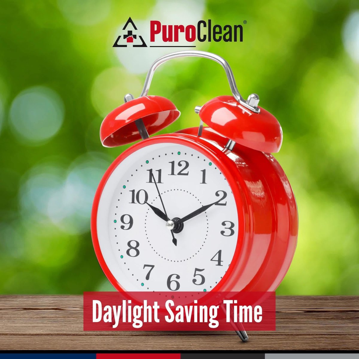 PuroCleanNOLA's tweet photo. ⏰ Reminder to Spring Forward and set your clocks an hour ahead tonight. It’s always a good time to replace your batteries in your smoke and/or carbon monoxide detectors. #daylightsavings https://t.co/vL7xTXH1ae