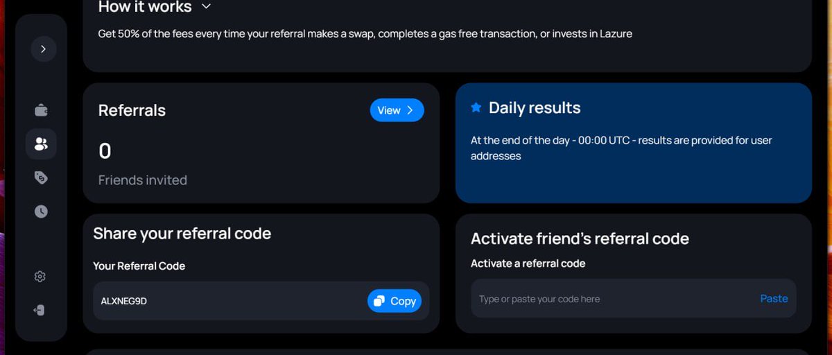 LazureDigital's tweet photo. 🐧 The LAZURE Wallet referral program is live.

Invite friends. Earn rewards. 🚀

⚡ Fast referral bonuses
⏳ Full rewards unlock after 30 days to support real users.

Join LAZURE Wallet and start referring.

 #XplicaGuerraTotal  #LAZUREWALLET 

Sign up link in comments 👇 https://t.co/ShCuJoVKCw