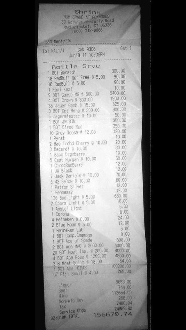 actually our receipt at tresca. too many pistachio martinis 😵‍💫