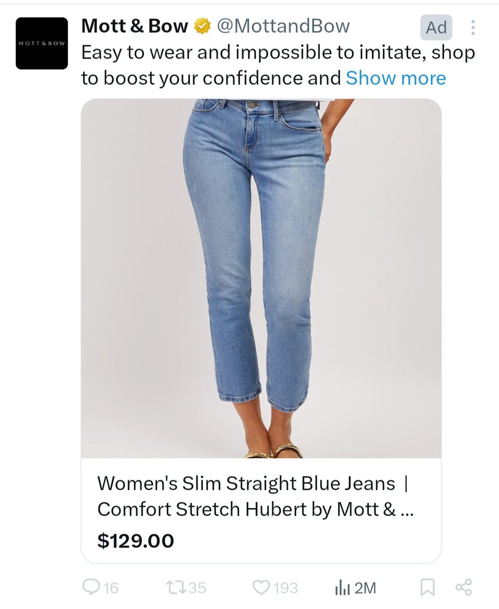 Imagine knowing your jeans are so ugly,  you disable all comments.  This is the <a href="/MottandBow/">Mott & Bow</a> zone.