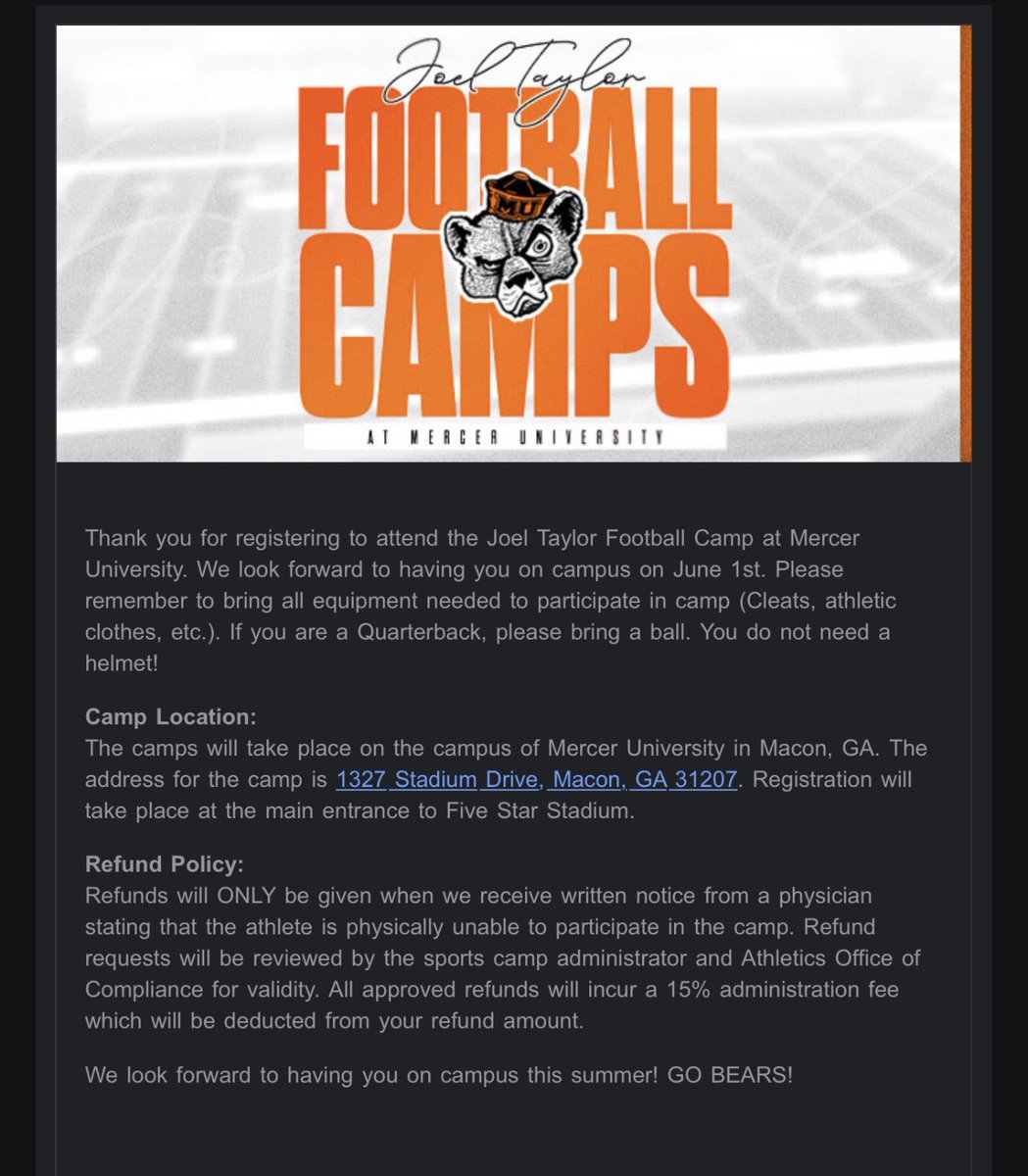 I will be at Mercer on June 1st⏳..
<a href="/RecruitGeorgia/">Recruit Georgia</a> <a href="/RecruitNE_GA/">RecruitNE_GA</a> <a href="/RivalsHS/">Rivals High School</a> <a href="/StatesboroFB/">Statesboro Football</a> <a href="/MercerFootball/">Mercer Football</a>