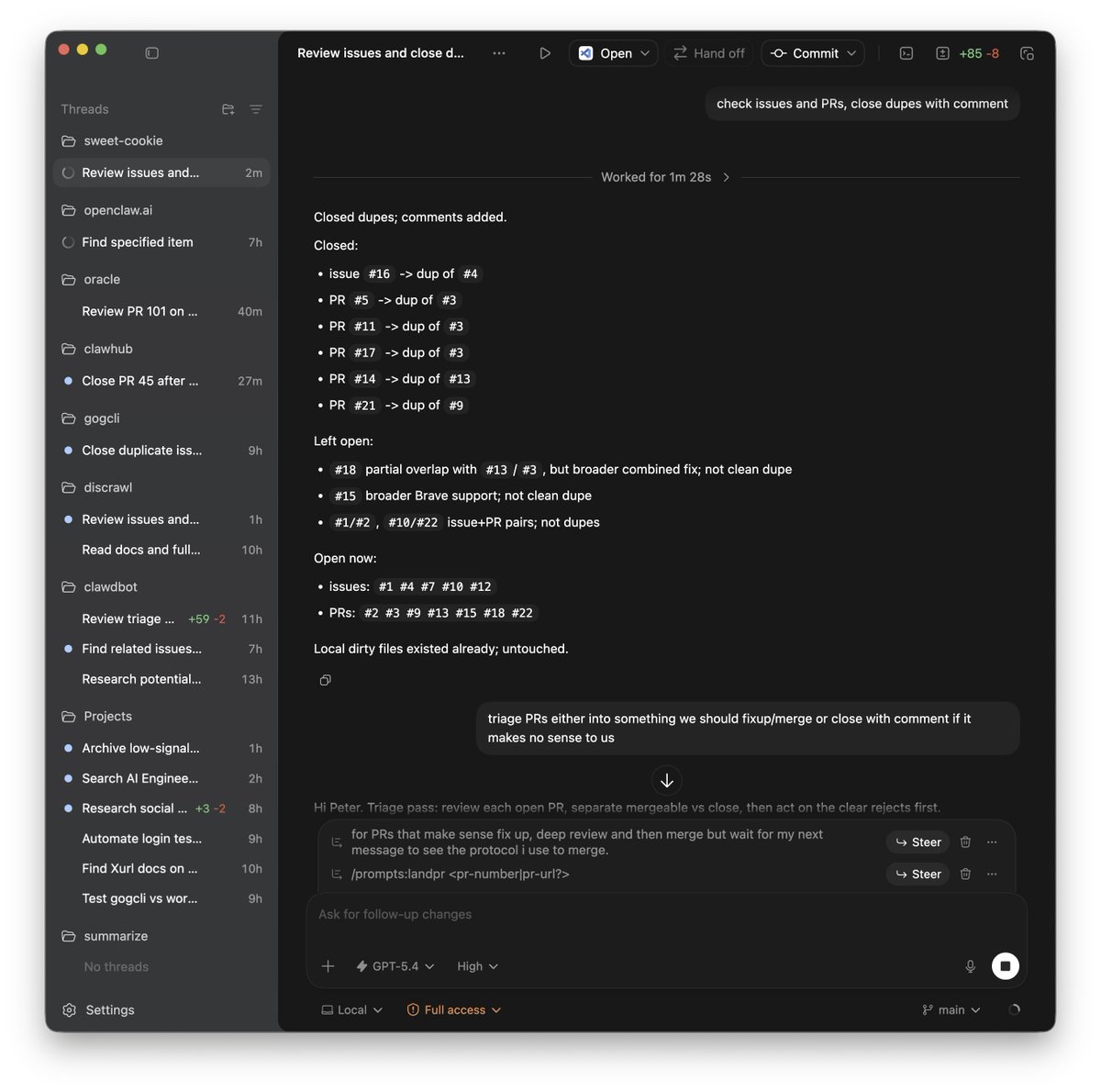 Issue triage summary view