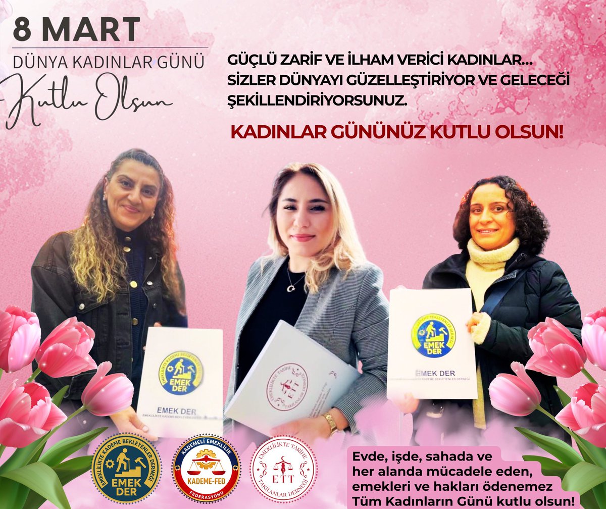 Evlatlarını,
Eşlerini,
Ailelerini,
geride bırakarak, en ön safda mücadele eden kadınlar…
Hakkınızı nasıl ödeyeceğiz?
İyi ki varsınız.
Dünya Kadınlar Gününüz Kutlu Olsun 🌺 

<a href="/FilizKKonca/">🧭 Filiz KOÇ KONCA</a> 
<a href="/Fkoseoglu25/">Fatma Köseoğlu</a> 
<a href="/ozdilane/">Özlem Gümüş</a> 
<a href="/KademeFed/">Kademeli Emeklilik Federasyonu</a> 
<a href="/ETTDER1999/">🧭 EMEKLİLİKTE TARİHE TAKILANLAR DERNEĞİ</a> 
<a href="/EmekDerResmi/">EMEK-DER</a> 
#MilyonlarKademeBekliyor