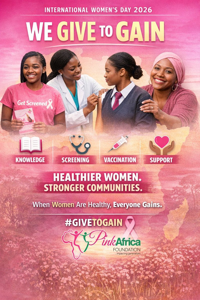 PAF believes that when we give women knowledge, support, access to screening, we gain healthier communities &amp; more lives saved.

Since 2023, we’ve expanded breast &amp; cervical cancer advocacy across Africa.

Because when women are healthy, everyone gains.

#IWD2026 #GiveToGain