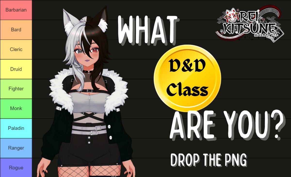 ReiKitsuneVT's tweet photo. Look alive, foxlings and flames! 🦊🌸🖤
The Moonlit Shrine's council is assembling. ✨

Drop your VTuber PNG below and Rei + friends will assign you a D&D class during an upcoming stream.

No explanations.
Just vibes.

You may also:
✔️ Drop lore
✔️ Try to influence us
✔️ Accept your fate

Word of Note: Subclasses may also be assigned depending on how strong the vibes are. If the vibes are chaotic enough you may be multiclassed.

Let’s see what kind of adventuring party gathers under the lanterns.

Repost + Like = Highly Appreciated! Please come have fun with us, we'd love to see your designs~