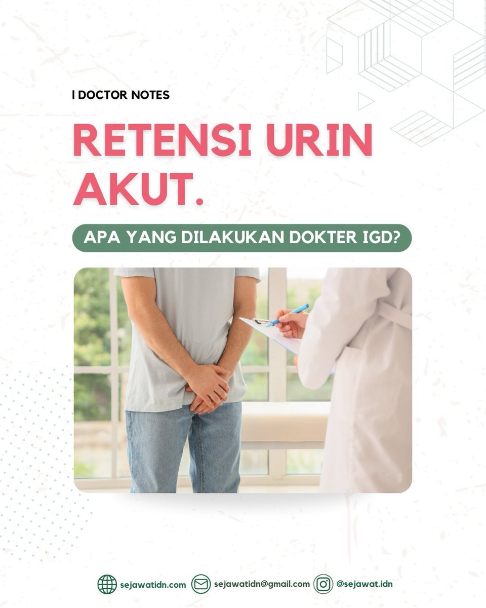 sejawat_idn's tweet photo. Halo, Sobat Minjaw!๐ฅฐ
Saat ada pasien datang dengan retensi urin akut, sebagai dokter IGD harus melakukan apa yaa? ๐ง
Yuk coba jawab soal diatas dan tuliskan jawaban kamu di kolom komentar!๐โ๐ป
#iship #bimbelkedokteran #mahasiswakedokteran #fkui #fkugm #fkuph https://t.co/P86NqSCwgG