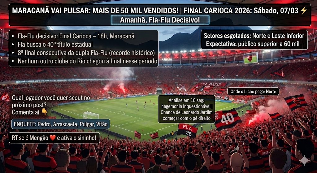 MARACANÃ VAI PULSAR: MAIS DE 50 MIL VENDIDOS

A torcida rubro-negra esgotou quase todos os setores para o primeiro jogo da final contra o Fluminense. A expectativa é de público superior a 60 mil presentes.
 * Setores Esgotados: Norte e Leste Inferior já não possuem ingressos