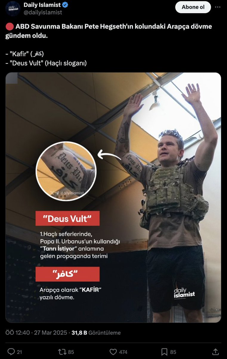 ErkaniHarbiyye's tweet photo. 🎯Tarihte birleşemeyen milletlerin yok oluşunu izledik, ibret almadık
Çerkesler birleşemedi. Şimdi şarkılarını, dillerini unuttu.
Kızılderililer birleşemedi. Bugün çoğu alkol ve madde bağımlısı..

💢Kuzey Amerika’da birçok yerli halk vardı. Cherokee, Choctaw, Creek, Seminole, Apache, Comanche, Sioux… 

Her biri kendi toprağında güçlüydü ama birbirini hep rakip gördü. Bir halk felakete sürüklendiğinde diğerleri uzaktan baktı. “Bu bizim savaşımız değil” dediler hatta bazen düşen bir milletin kendilerine yaptığı zulmü anlatarak bunun kendi başlarına gelmeyeceğini düşündüler.

Oysa her halk, diğerinin önünde duran bir set gibiydi, biri düştüğünde, arkasındaki duvar da savunmasız kalıyordu.

Önce güneydoğunun büyük kabileleri zayıflatıldı sonra Cherokee halkı Trail of Tears ile topraklarından sürüldü. Ardından batının savaşçı halkları Apache, Comanche ve Sioux...hepsi tek başlarına direnmek zorunda kaldı. Ama artık çok geçti. Her biri yalnız kaldı ve her biri tek tek yenildi. Çünkü rakip gördükleri halkların her biri aslında aynı tehdide karşı duran bir savunma hattının parçalarıydı.

Bir millet düştüğünde mesele sadece onun yenilgisi değildir. Çoğu zaman o millet, arkadakileri koruyan son settir. Setler birer birer yıkıldığında ise geriye savunacak hiçbir duvar kalmaz.

Hemşehrim @enformasyon56 da diyor ben de yineleyeyim. Bu savaş, kolay bitecek bir savaş değil, Son ayakta kalanın kazanacağı ama geride kalanların köle olacağı bir savaştır. İran'a ne olursa olsun destek vermek farkında olmasanız da hepimizin hür geleceği için bir zorunluluk.

Direniş Ekseni, hepimizin son sığınağı. Tahran düşerse, Zagroslar düşer. Zagroslar düşerse, Anadolu'nun kapısı sonuna kadar açılır.

Bu sadece bir sınır meselesi değil. Varoluş meselesidir.

Kalemi olan kalemiyle, parası olan parasıyla, bedeninden başka bir şeyi olmayan da bedeniyle bu mücadeleye katılmalıdır. Türklerin de örgütlü bir kuvva ile Zagroslarda eşkıya avına çıkmalıdır.

Kaybedersek, bir daha içerisinde birbirimizle kavga edeceğimiz bir vatanımız daha yok!

Kaybedersek, tarihte vaktinde birleşmeden düşmüş tüm milletler gibi olacağız. Çerkesler gibi dağsız, dilsiz lisansız, Kızılderililer gibi topraksız, Aborijinler gibi yürüyen birer gölgeye dönüşeceğiz.

Bu savaşta safımız nettir. İsrail'e kim vuruyorsa, askerlerimizin başına çuval geçirenlerin üslerini kim ateşe veriyorsa, onu destekleriz. Bizim safımız, mazlumun, direnenin safıdır, boyun eğmeyenin safıdır.

Tarih, kaybedenleri değil, kaybetmeyi reddedenleri yazar.

Biz, üç bin yıldır kaybetmeyi reddeden bir milletin nesliyiz. Mısır'ın piramitleri varken de vardık, onlar yıkılırken de varız. Roma'nın askerlerini dize getiren, Roma kapılarına Attila ile dayanan, kılıcı kılıca vurarak vatan kurmuş insanlarız. Ve bizden, bizim parçamız olan insanlara gökyüzünde ateş yağdırılırken tarafsız kalamayız.

Gidip savaşmak zorunda değilsin
Ama namerdin sevindiği cenaha alkış tutacak da değilsin.

Bugün Direniş Ekseni tek başına savaşıyor ve kazanacak. Kaybetmemeliler. Çünkü onların kaybetmesi, hepimizin yok oluşudur.

Biz gideriz, başkaları kalır.
susarız, başkaları konuşur.
düşeriz, başkaları kalkar.

Ama direniş sürer. Çünkü sürecek. Bu bir bayrak yarışı değil, o bayrağı dimdik taşıyacak özgür son bedenin, iradeli son kolun kavgasıdır.

Arkadaşlar,

🟠Özgürlük bir miras değildir.
O, her nesilde yeniden kazanılır.

Babadan oğula geçen bir mal mülk değildir o. Deden ne kadar kahraman olursa olsun, sen teslim olursan, sen köle olursun.

Özgürlük, her kuşağın kendi bedeliyle ödediği bir borçtur. Ve bu borç, ödenmediğinde, çocuklarınıza kalır. Ama o çocuklar, özgürlük nedir bilmeden büyür.

Günlerdir köpek gibi leş veriyorlar ve artık körfez savaşındaki gibi canlı yayın savaş pornosu veremiyorlar. Şimdiden binden çok kayıp verdiler ve bu telaş daha da hata yaptırıyor, sansür üstüne sansür koyuyorlar

Son kalanın ayakta kalacağı, ama geride kalanların köle olacağı uzun bir savaştır bu ve birçok cepheli bu son savaşta safımız DİRENİŞ EKSENİDİR!