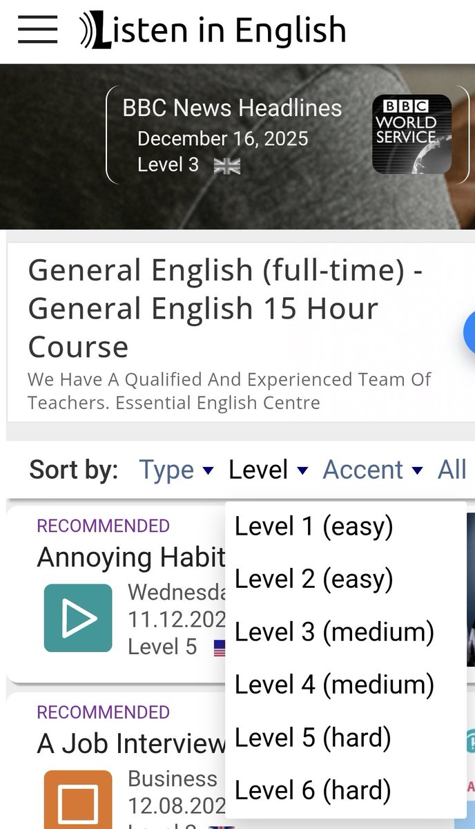 Talal1's tweet photo. على طاري BBC .. عندهم موقع يطور إستماعك مهما كان مستواك؛ يشمل 6 مراحل كاملة : 
Level 1 &amp; 2 = سهل
Level 3 &amp; 4 = متوسط
Level 5 &amp; 6 = صعب

يجيب مقاطع من أفلام ومسلسلات
https://t.co/iXKJqkjxM1 https://t.co/sHEttm3j4X