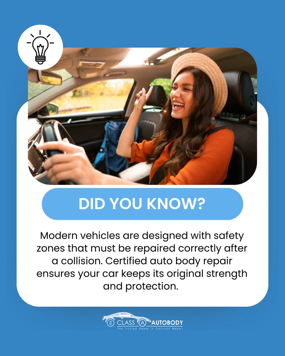 classaautobody2's tweet photo. DID YOU KNOW? 
Proper repairs protect your safety.

#CollisionRepair #AutoBodyExperts https://t.co/bPBba1G8fV