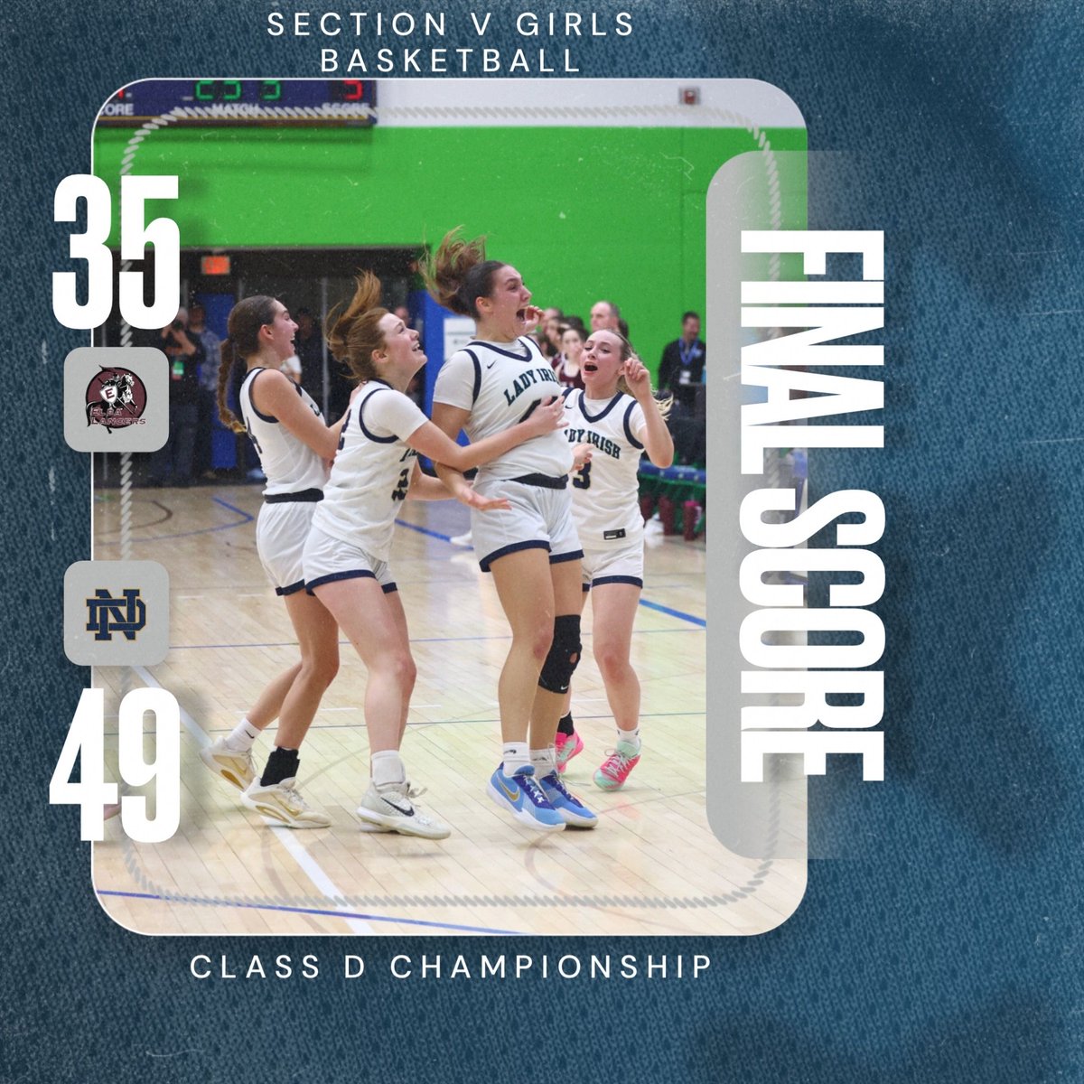 SecVGBasketball's tweet photo. Congratulations to our 2026 Section V Class D champions, the Lady Irish of Notre Dame Batavia! https://t.co/RMw4viLPU9