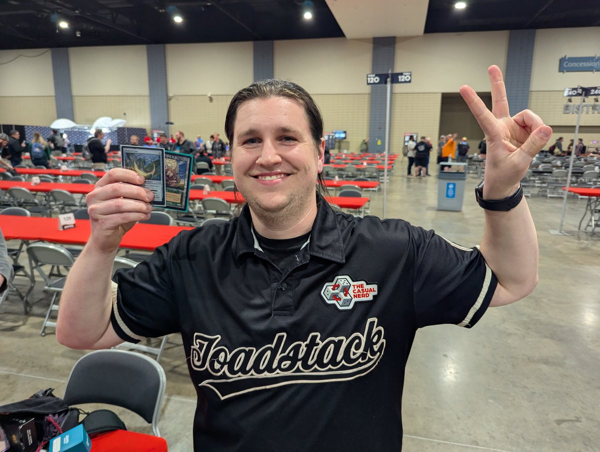 TheTOADSTACK's tweet photo. LET'S GOOOO! Levi is in to day 2 at Magic Spotlight Richmond playing the Ottas deck he worked on with Jackson. Check out them signed Cores. #theToadStack #thecasualnerdnc #theamphibiousfive https://t.co/iaSA5DENZB