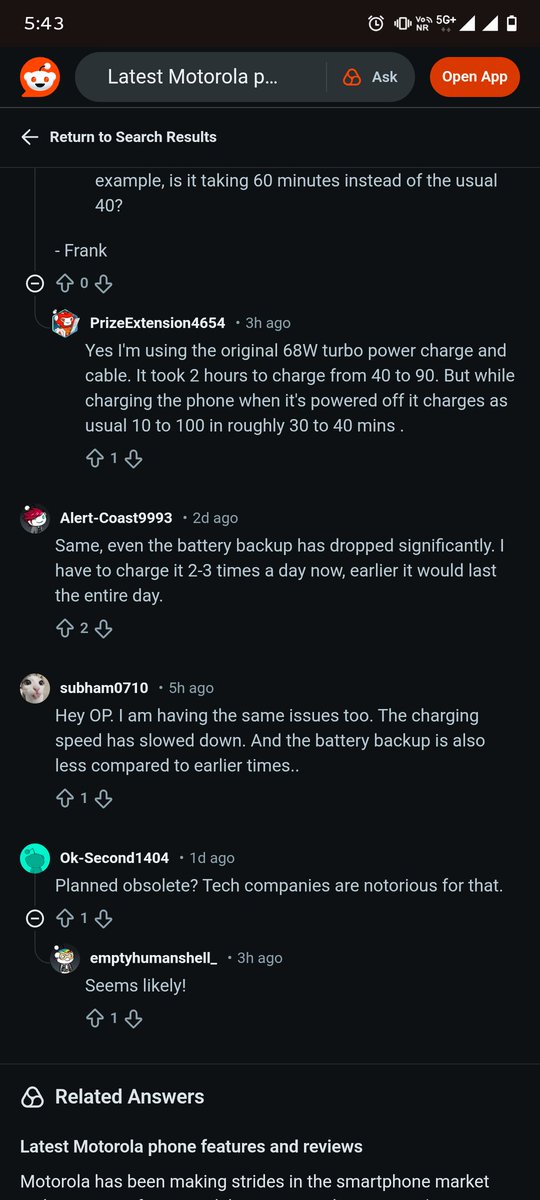 Shahbaz_zamir0's tweet photo. 1/3
My Motorola 50 Fusion charging became super slow after the Android 16 update. Same charger, same outlet — but now it takes approx 2+ hours instead of 1.🔋

#Motorola #Android16 #SlowCharging #MotorolaSupport #AndroidBug https://t.co/KTrzptIxUx