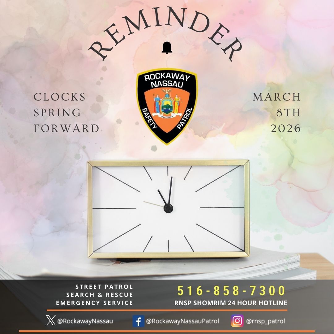 RockawayNassau's tweet photo. As we #SpringAhead to #DaylightSavingsTime, remember to change the batteries 🔋 in your smoke and CO detectors. Also, check to ensure that emergency phones ☎️ in houses of worship throughout the entire #community are operational.
@FDNY #LCFD
@NassauCountyOEM
@nycemergencymgt
@NassauCountyPD
@NYPD101Pct @NYPD100Pct
@NYPD116Pct @NYPDQueensSouth
@NYPDCommAffairs