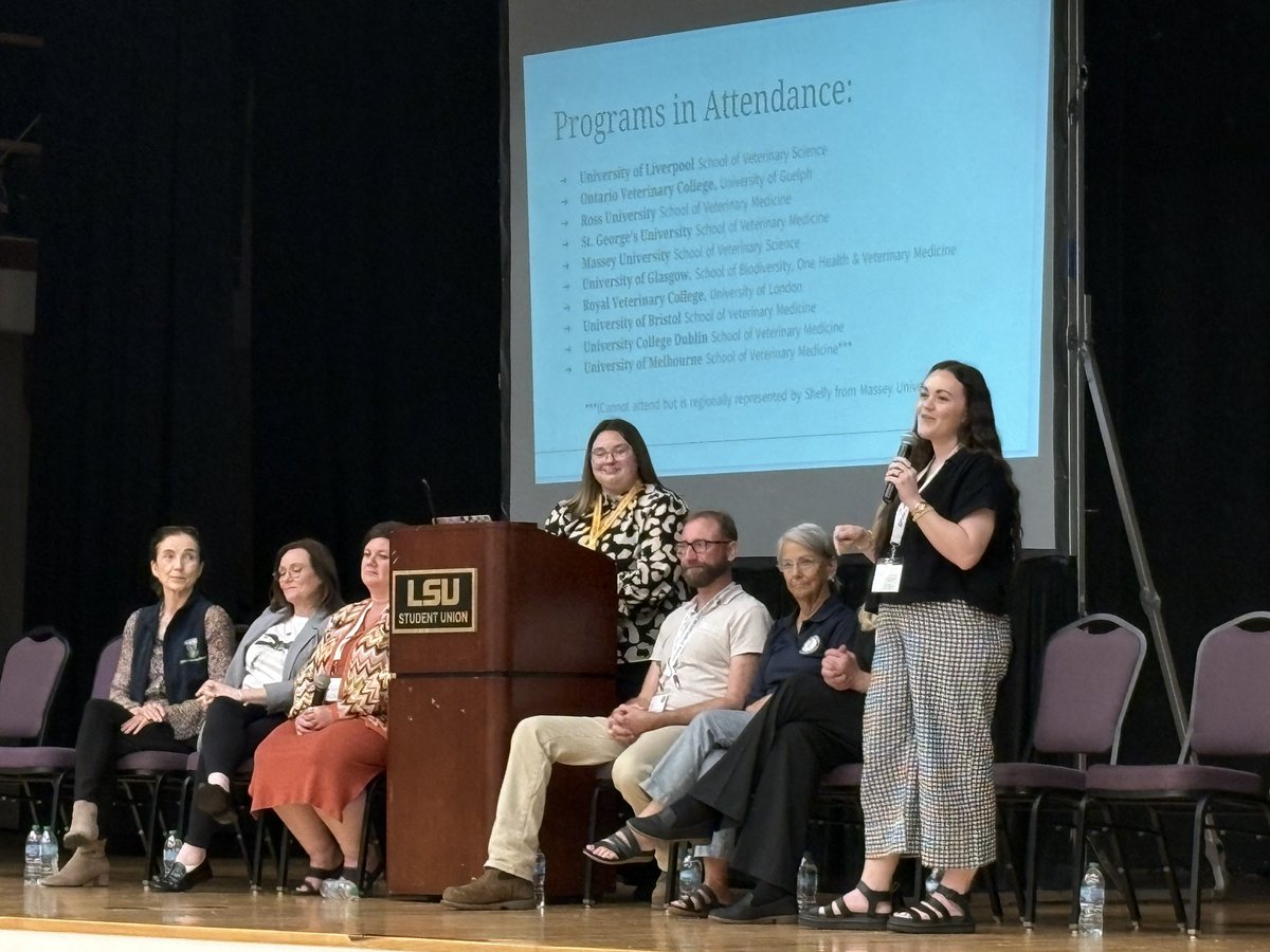 lsuvetmeddean's tweet photo. What a successful American Pre-Veterinary Medical Association Symposium hosted @LSUVetMed, with thanks to Dr. Gretchen Delcambre &amp; our Pre-Veterinary Student Club @LSU. The day concludes with a panel representing overseas schools, including my alma mater @RoyalVetCollege! #LSU https://t.co/OrzXet2ItZ