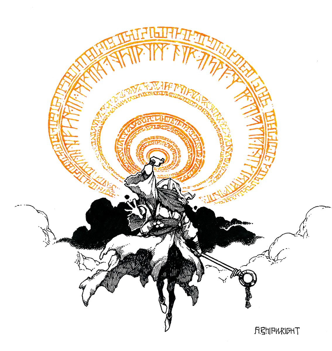 There was a wizard who interpreted the sky as part of himself.
He understood clouds and wind.
He could draw the wind.