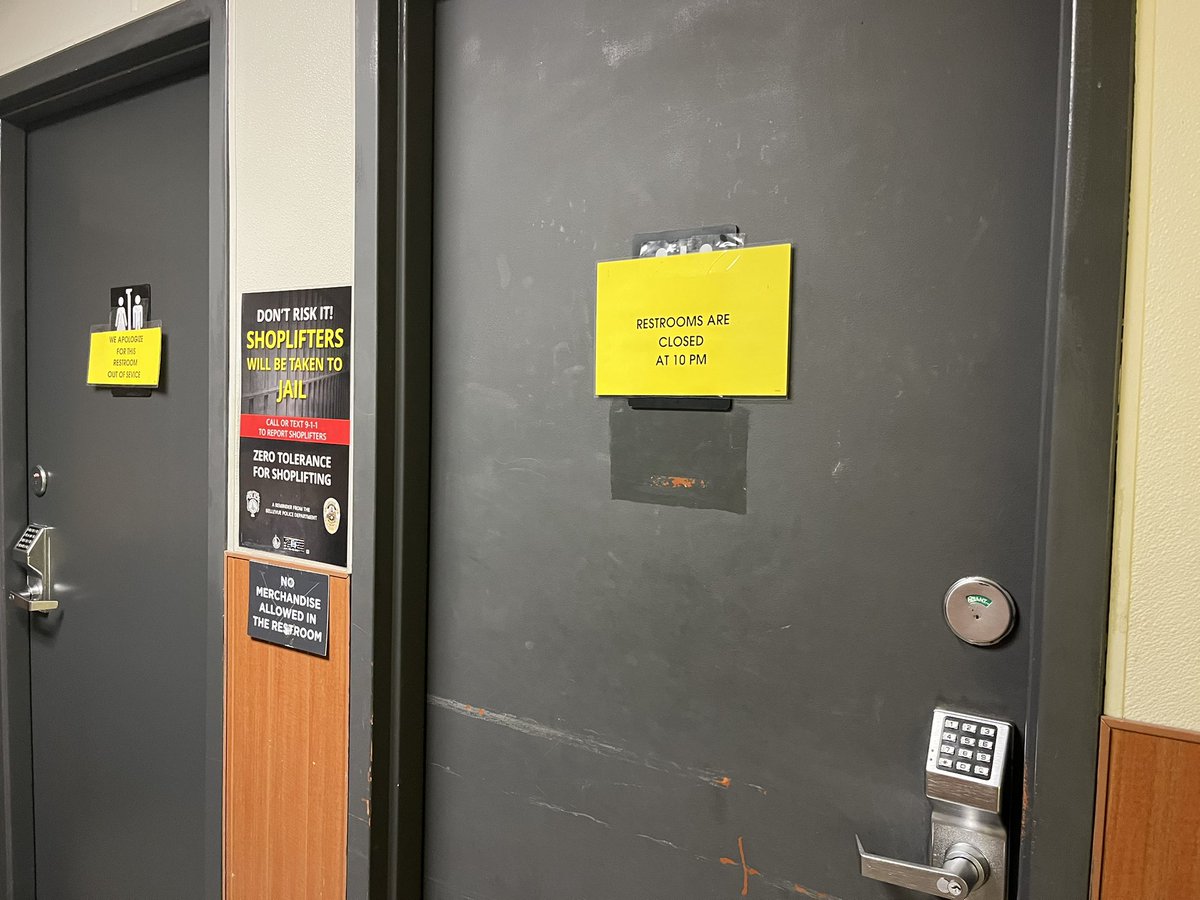 FactoriaLLS's tweet image. The QFC in Factoria still has a restroom out of commission and now the restrooms close at 10pm. 

Here’s why: x.com/factorialls/st…

#Factoria #BellevueWA #NeighborhoodDeterioration #ImpactZone #PlymouthPorchlightHousingCampus