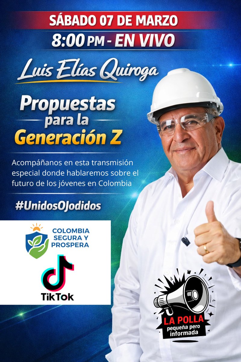 IngLuisQuiroga's tweet photo. Creo firmemente que los jóvenes son clave para el futuro de Colombia.
Por eso hoy a las 8:00 PM estaré en vivo compartiendo mis propuestas para la Generación Z.
Acompáñenme y conversemos.
📲 https://t.co/vu4t2kDatV

#ColombiaDecide2026 #Elecciones2026  #ColombiaSeguraYProspera https://t.co/RzH70a97pH