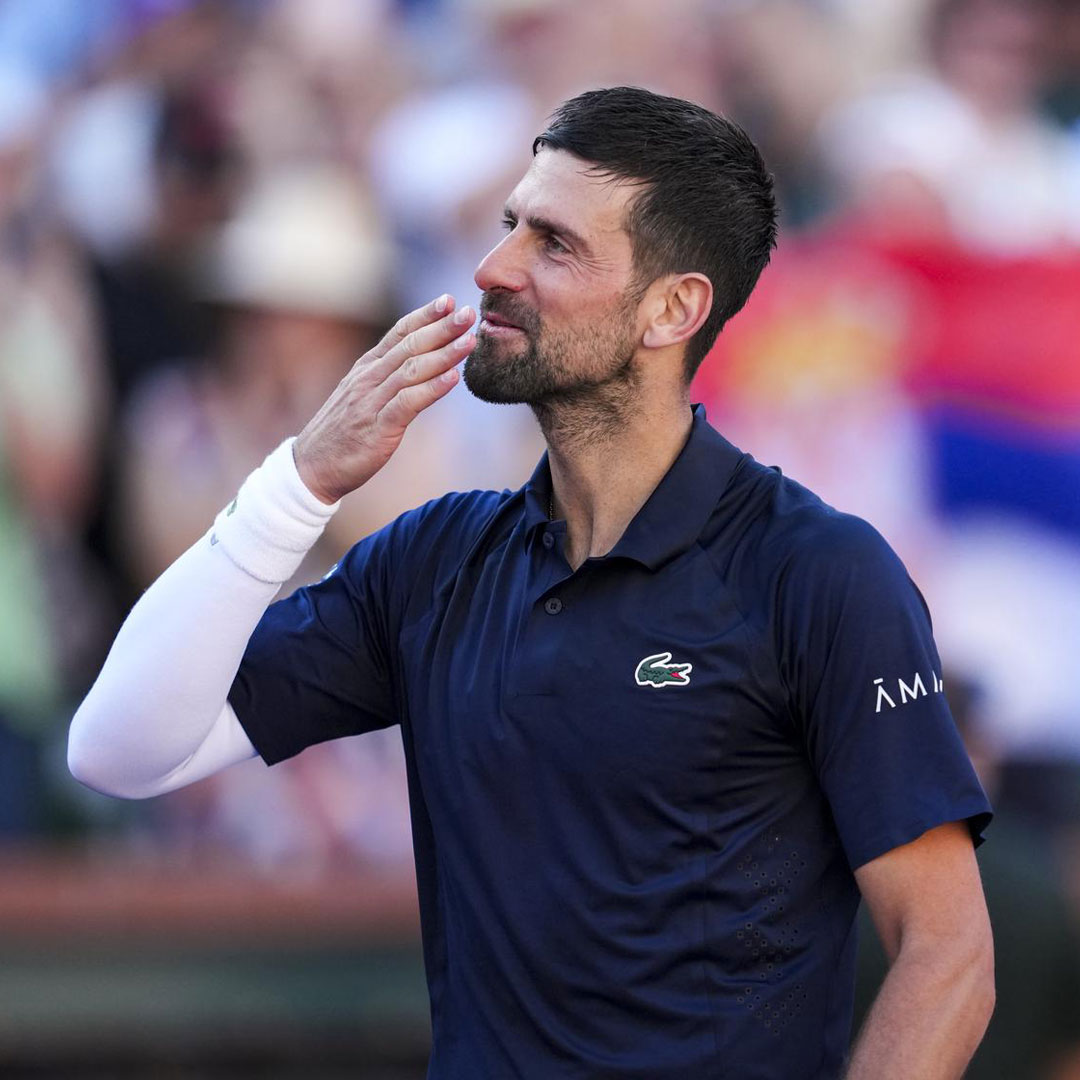 BNPPARIBASOPEN's tweet photo. Novak's not done 🚫

@DjokerNole rebounds to get past Majchrzak 4-6 6-1 6-2.

#TennisParadise https://t.co/dMUD96Eng2