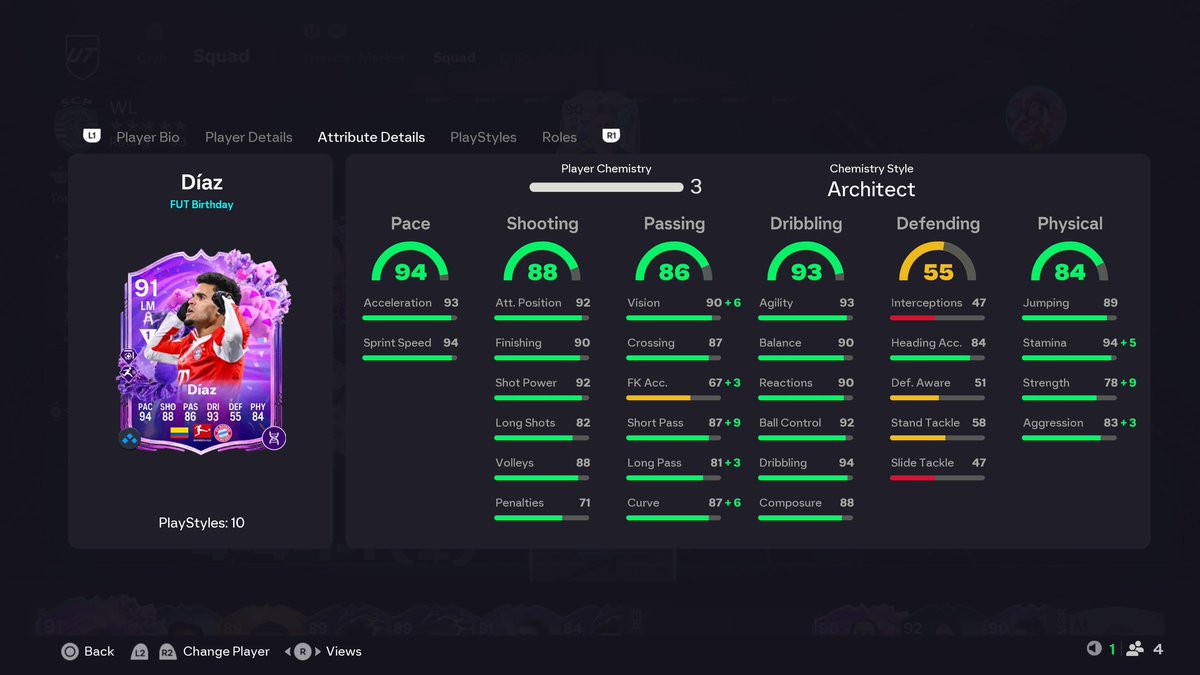 DaniThe7th's tweet photo. For those considering buying Luis Diaz and not sure if he is worth the coins he is amazing in game.
Fast, great dribbling and has one of the best finesse shots I've used this year 🫡

Here's the PS I chose and the chem style I'm currently using 👇 https://t.co/8qU3pw01r7