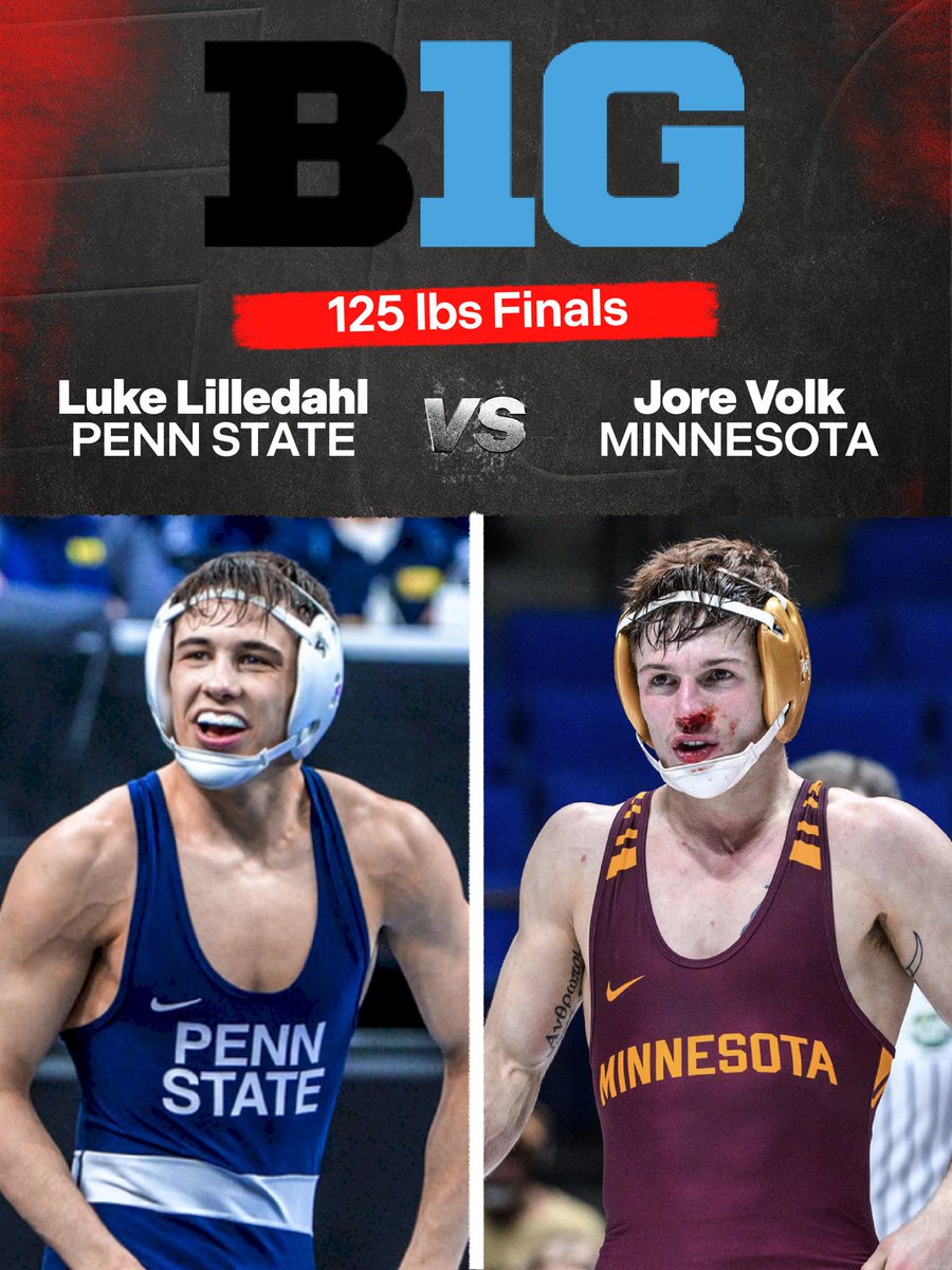 FloWrestling's tweet photo. #1 Luke Lilledahl vs #12 Jore Volk is your B1G final at 125lbs! 🔥

Coverage provided by @CKAwrestling https://t.co/EWacag2Gmr