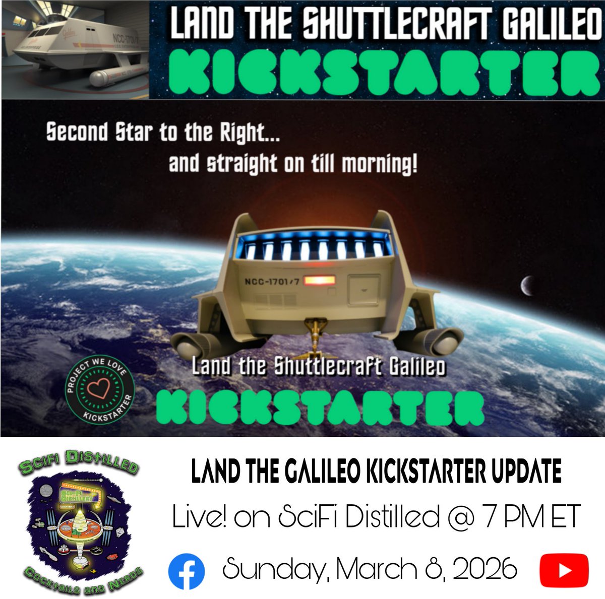ProjectGalileo7's tweet photo. Dont forget to set your sights on SciFi Distilled tomorrow evening for some updates you don't want to miss!

#StarTrek #Galileo #updates #goals https://t.co/ggezqndhbK