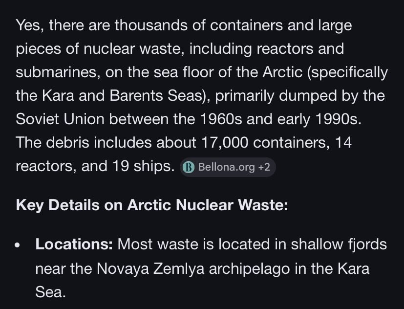 bassthumper1's tweet photo. Did you know ??  
17,000 containers of nuclear waste and nuclear reactors dumped in the ocean between 1960 and 1990 

What could possibly go wrong? https://t.co/wZVzwqaM2W