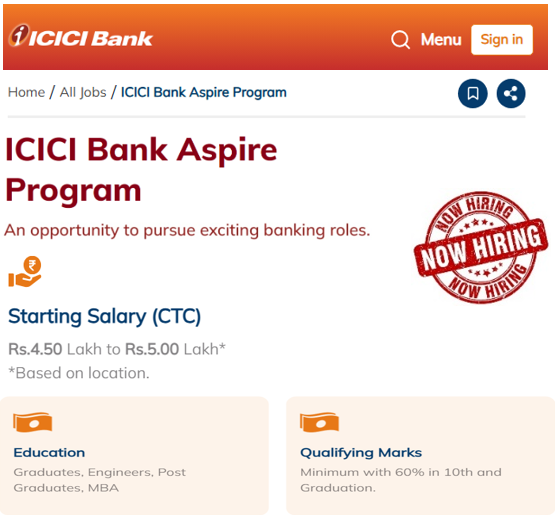 fjafreshers's tweet image. 🏦 ICICI Bank Aspire Program – Freshers

🎓 Graduates / Engineers / MBA
👶 0–2 Years | 🎂 Age &amp;lt; 25
📊 Minimum Marks: 60% in 10th &amp;amp; Graduation
💰 ₹4.5–5 LPA
📍 Pan India

🔗 tinyurl.com/icici-bank-fre…
👉 Follow for daily fresher &amp;amp; MNC jobs

#ICICIBank #FreshersJobs #BankJobs 🚀