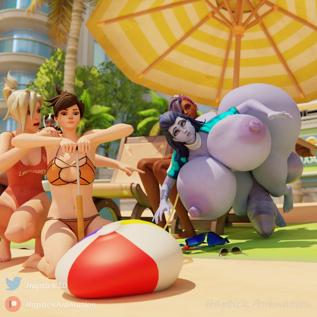 Haptick3D's tweet photo. 🏖️Pumped for the Beach - Futa🏖️

Widowmaker doesn't usually make it to the team beach day, and when she does she almost always regrets it...

This is an old sequence that I completely forgot to post here (hence the old Twitter logo). Either way, I hope you all enjoy! https://t.co/A6cnjMcTuE