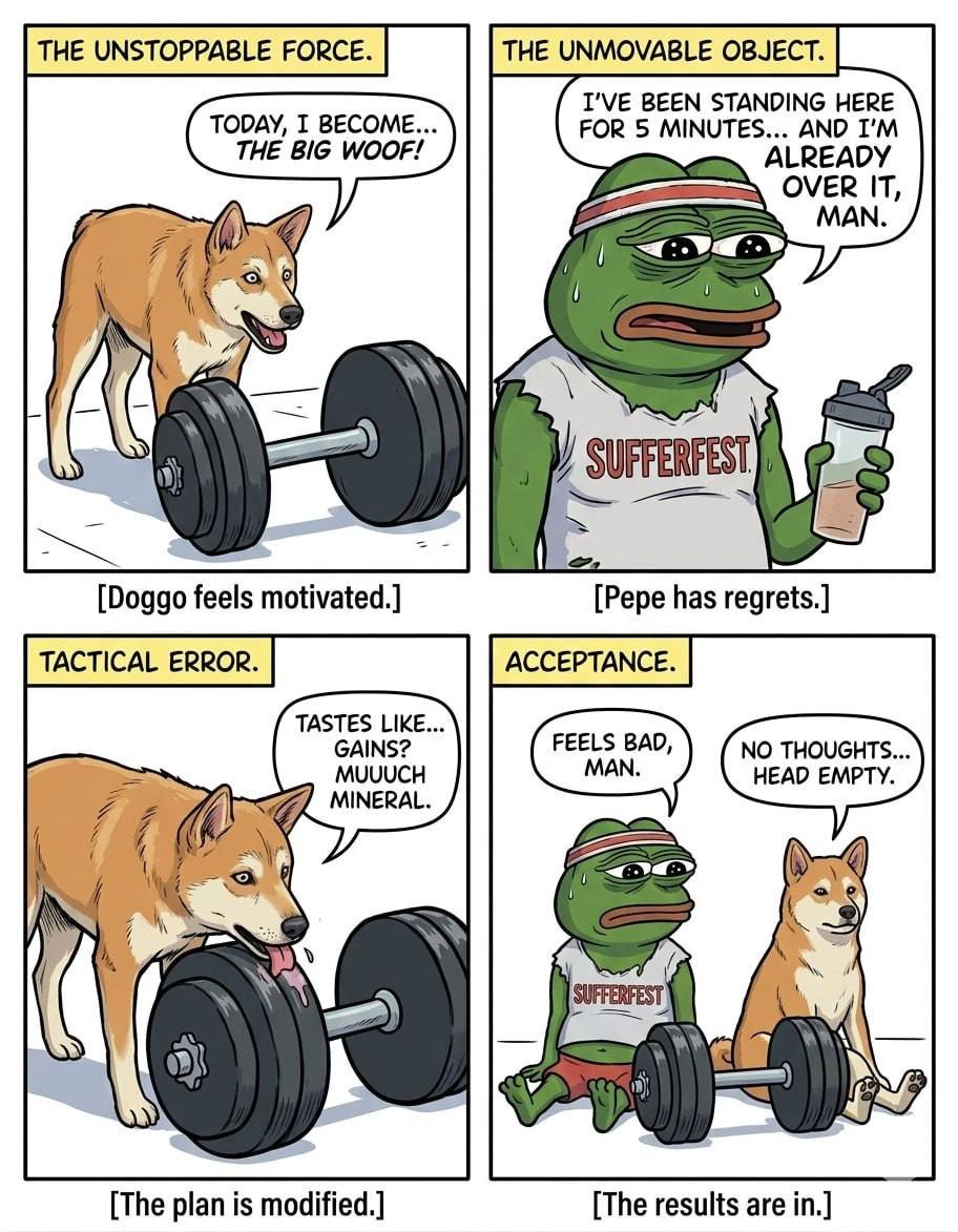 doggomeme_ETH's tweet image. GM,  $DOGGO 与 $PEPE 🐸 的漫画创作