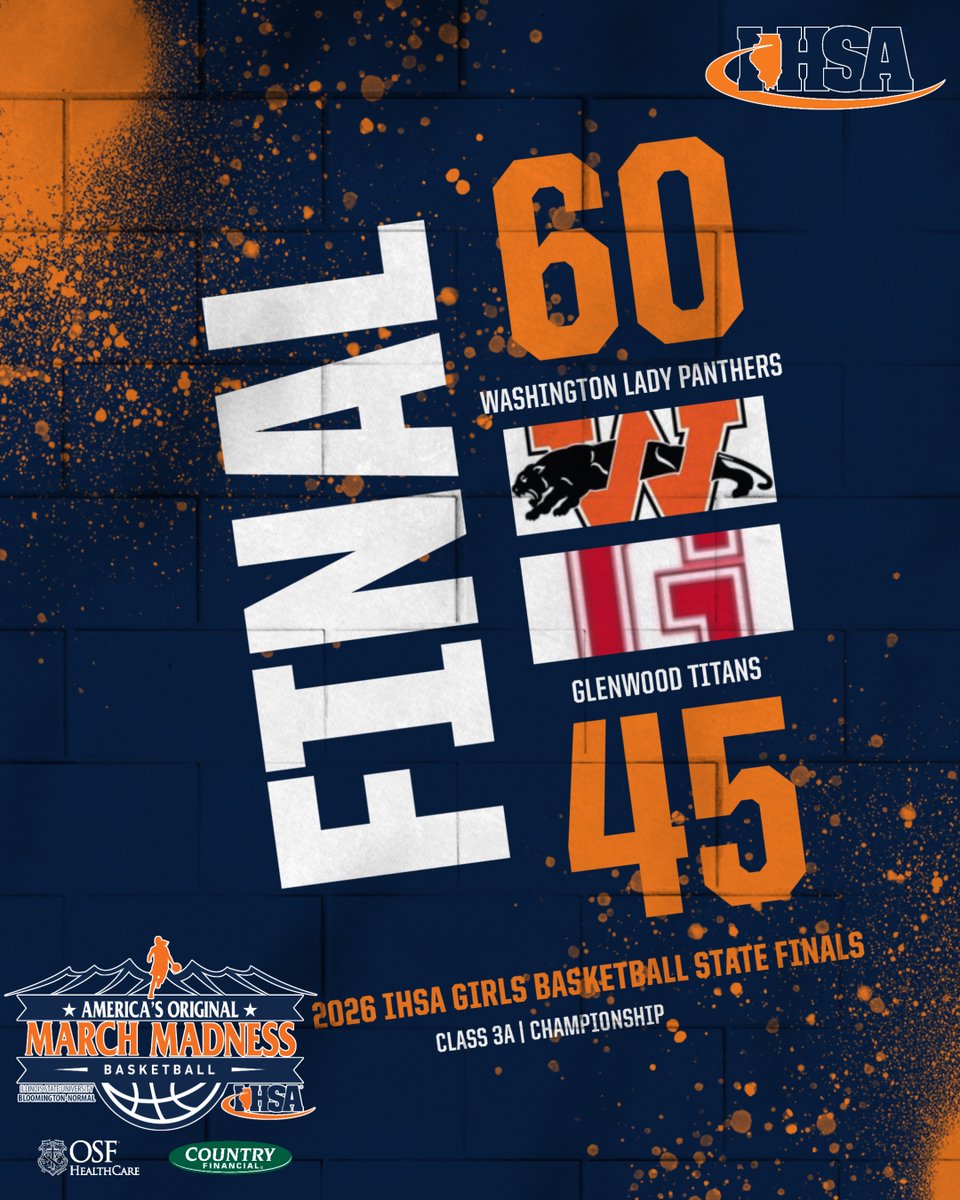 IHSA_IL's tweet photo. ⛹️‍♀️🏆 Washington are your 2026 #IHSA 3A Girls Basketball State Champions, presented by COUNTRY Financial &amp; OSF HealthCare!!! https://t.co/EFlPoH4vkM