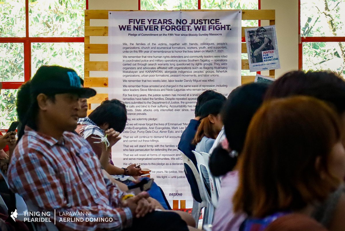tinigngplaridel's tweet image. ICYMI: Ginunita ng mga pamilya at progresibong grupo ang ika-5 anibersaryo ng Bloody Sunday Massacre sa UP Diliman College of Social Work and Community Development kahapon, Marso 7.

#StopTheKillings
#EndImpunity