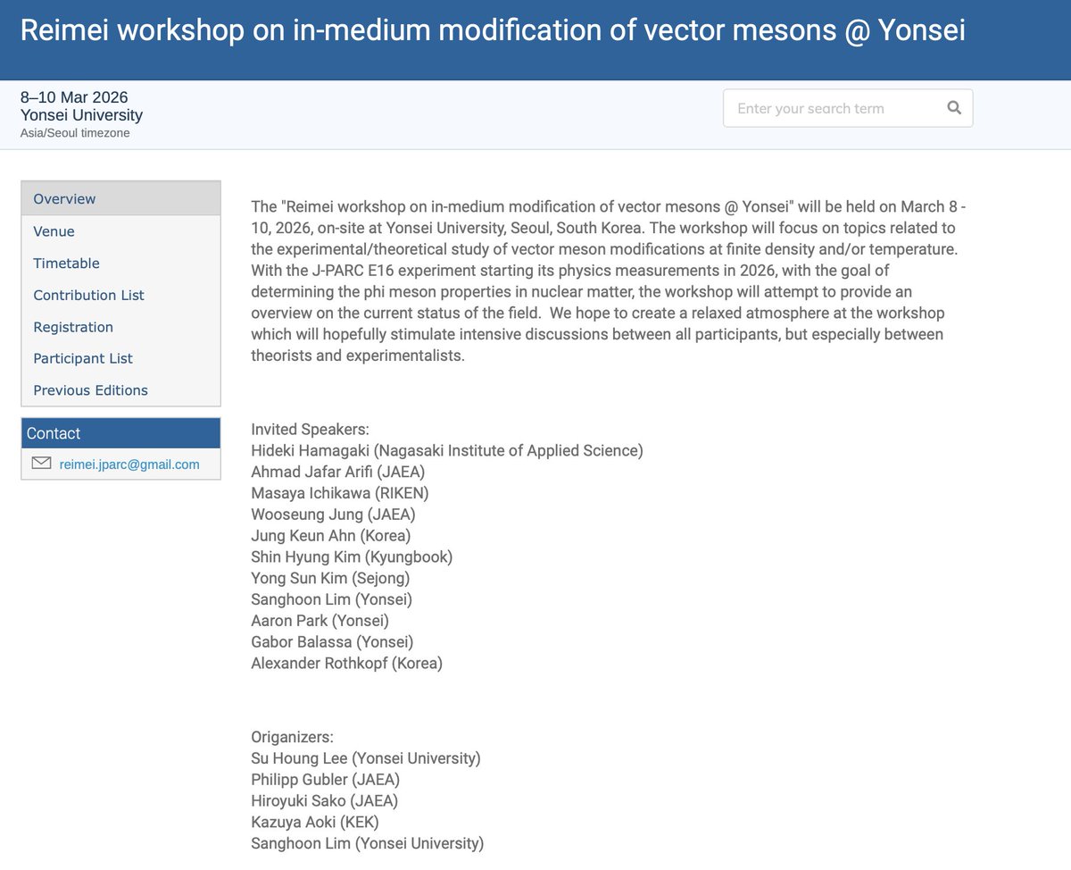 rothkopfAK's tweet photo. Good to see that fundamental physics collaboration between South Korea 🇰🇷 & Japan 🇯🇵 is going strong. Today's Reimei workshop @yonsei_u brings together colleagues from #KoreaUniversity @JAEA_en @kek_en @Official_KNU #KFE to discuss physics investigated at @J_PARC. https://t.co/Eso7QspKt8
