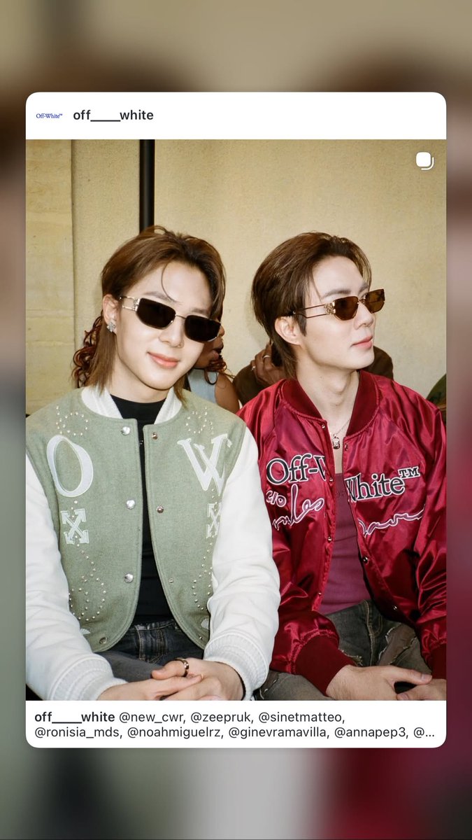 Zeenunew021's tweet photo. #ZeeNuNewIGUpdate
📆:08.03.2026

IGs​:new_cwr, zeepruk

"ซี​นุ​นิว" มารีโพสต์​ของทางแบรนด์​ @OffWht ขึ้นสตอรี่แล้ว​ เก่งมากคับ👏😎

ZEENUNEW​ ​IN​ ​PARIS​ FW26​
#OffWhitexZeeNunew
#OffWhiteFW26
#PFW2026

#OffWhite

@zee_pruk #ZeePruk
@CwrNew #NuNew
#ZeeNuNew https://t.co/ziR7D7EoYH