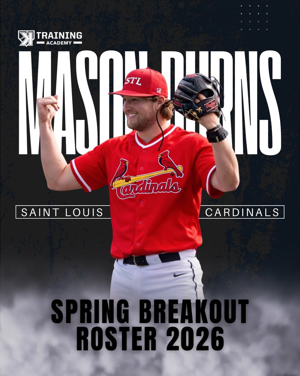 CoachKsAcademy's tweet image. 🚨Mason Burns Named to STL Cardinals Spring Breakout Roster🚨

Congrats to #KsPro Mason Burns on being named to the STL Cardinals Spring Breakout Series Roster- a newer series where each Org names their top up and coming MiLB prospects to a roster and compete against the other