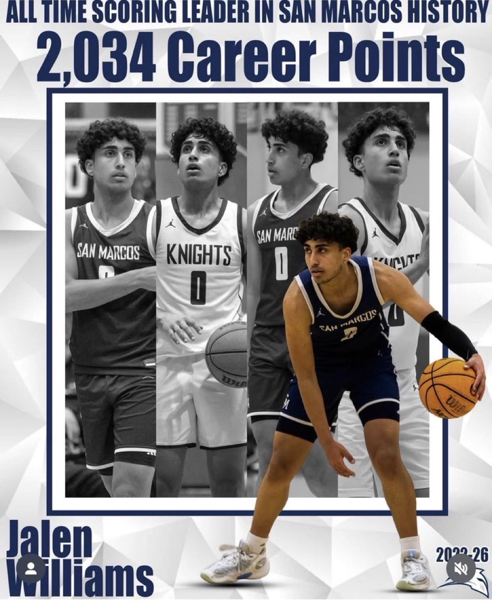KnightsSm's tweet photo. Since our school opened in 1961, generations of athletes have come through the program. Now, after more than 60 years of history, Jalen Williams stands alone as the All-Time Leading Scorer. #HistoryMade https://t.co/OWHugtDoSX