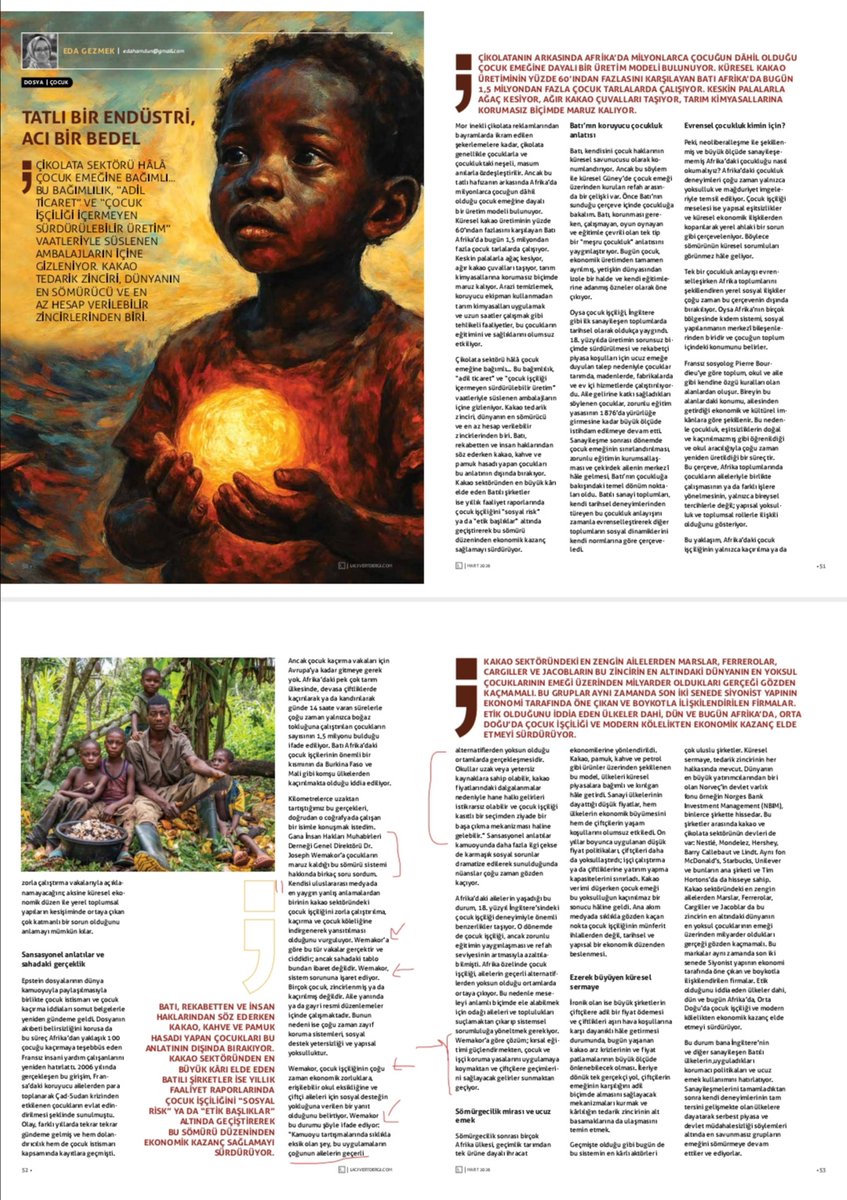 KOBLA2's tweet photo. Childhood should never be stolen. I recently contributed to an int'l discussion on child labour in Africa, featured in Lacivert Magazine (Turkey).

I spoke with Eda Gezmek, Turkish journalist &amp; African studies researcher, about the systemic factors behind this injustice. https://t.co/OvhqBYLW3n