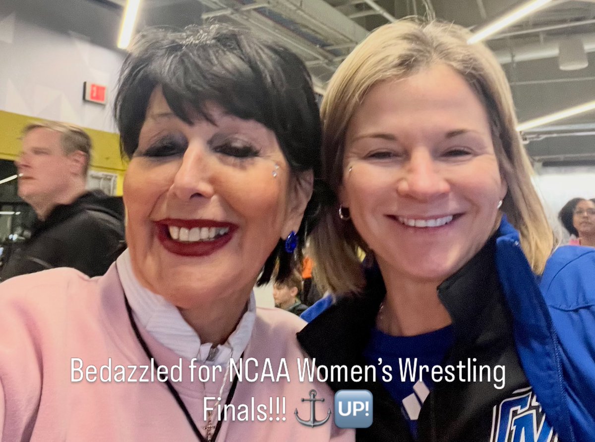 Go time here at @ncaa Women’s Wrestling Nat’l Champs. Me and <a href="/PhillyGVPres/">Philomena Mantella</a> shared in the lucky team bedazzled cheeks! #WhateverItTakes ⚓️🆙