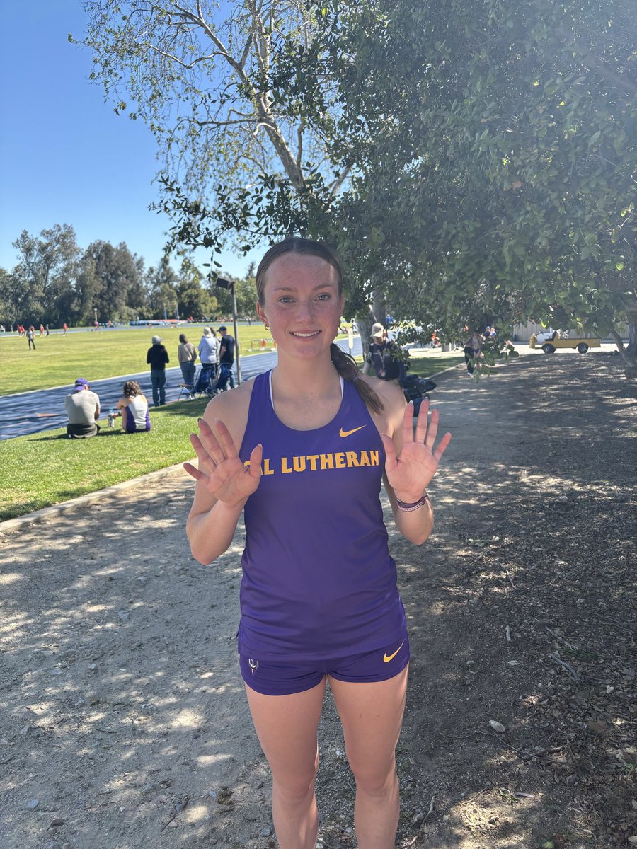 CalLutheranXCTF's tweet photo. At the SCIAC Quad Cup Qualifier today we had FOUR CLU All Time Top 10 Marks

Niani Jones - Triple Jump, 4th (11.05m) 
Summer Gelman - Steeplechase, 5th (12:04.77)
Kyndrie Bolton - Hammer, 7th (48.53m) 
Sloan Pullen - 1500m, 10th (4:50.08) https://t.co/QFEh16XRJx